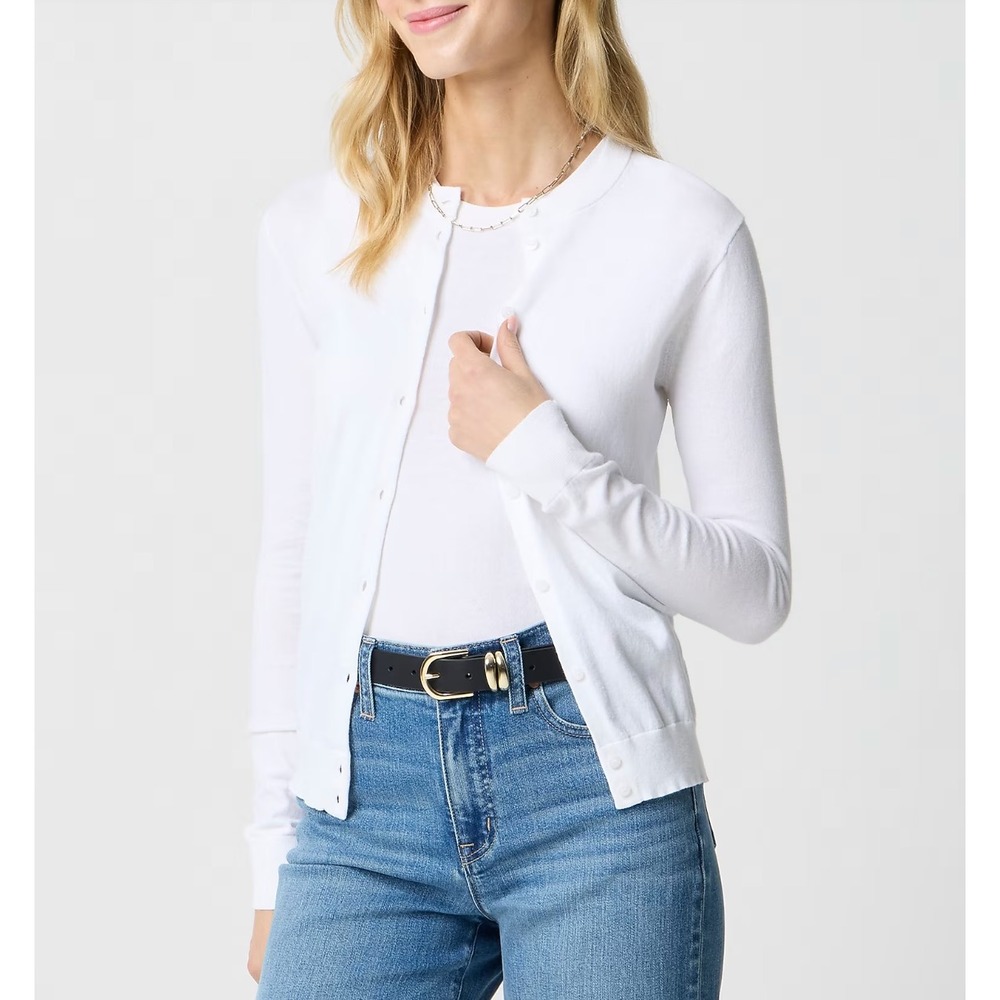 J.Crew Factory | NWT Classic Cotton Cardigan Sweater White | Sz M
